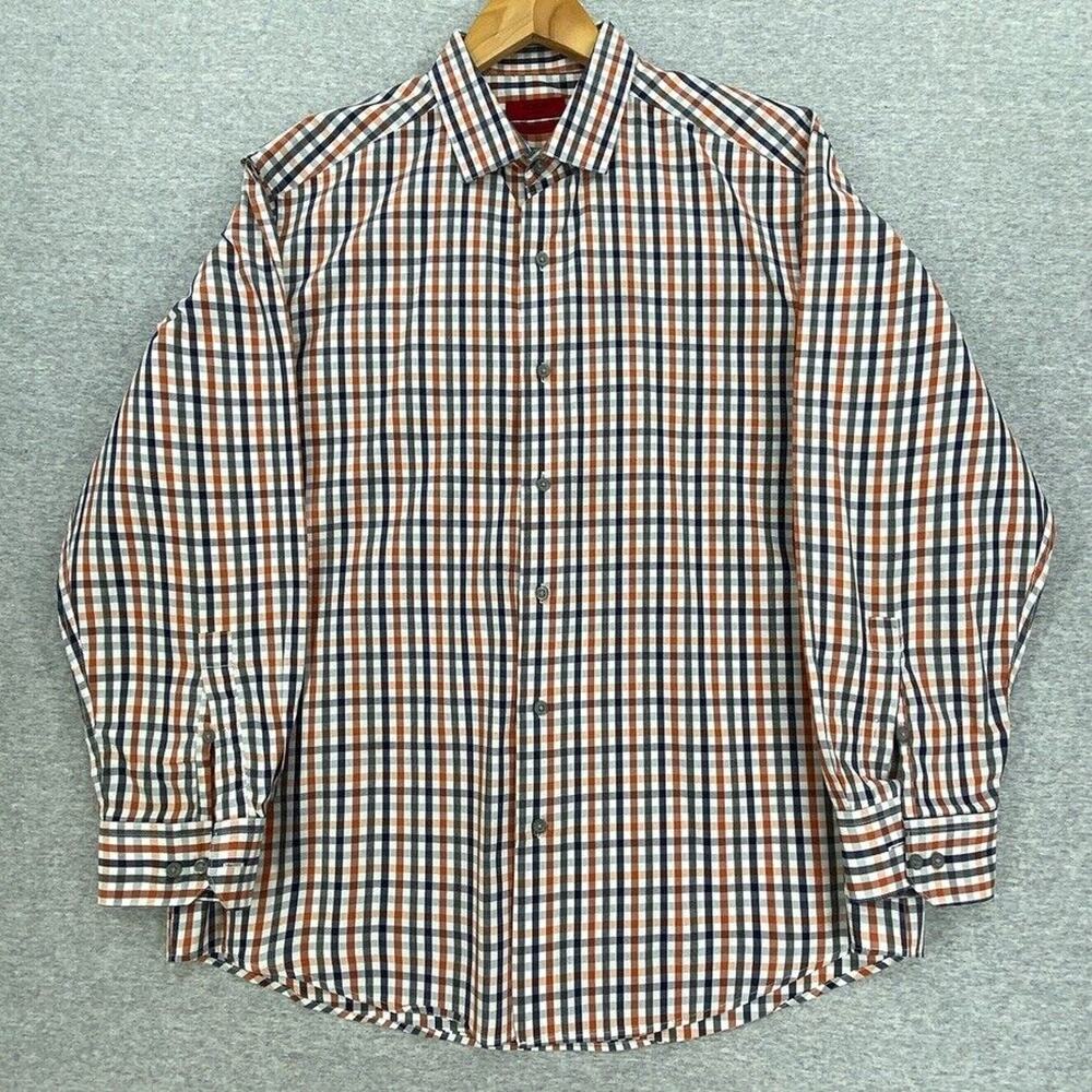 Alfani Shirt Mens Large 16.5 Plaid Button Up Long Sleeve Fitted